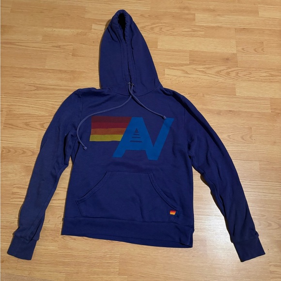 Aviator Nation Purple Hoodie with Multicolor Logo - Picture 2 of 3